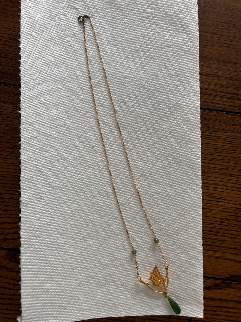 Gold and Green Butterfly Pendant Necklace - Women Jewelry
